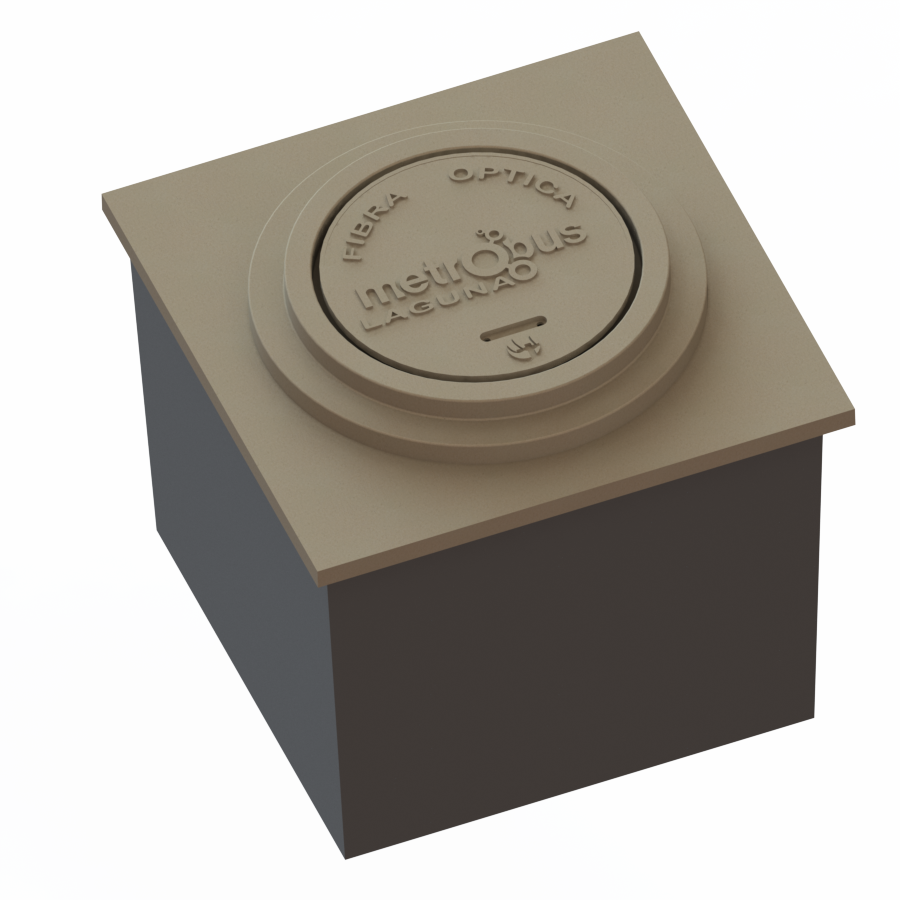 Registro cuadrado de 1.2x1.2x1.0 tapa polimérica circular de 84 cms, aro y cuerpo de fibra de vidrio (Manhole)