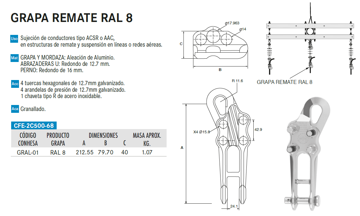 Grapa remate RAL 8