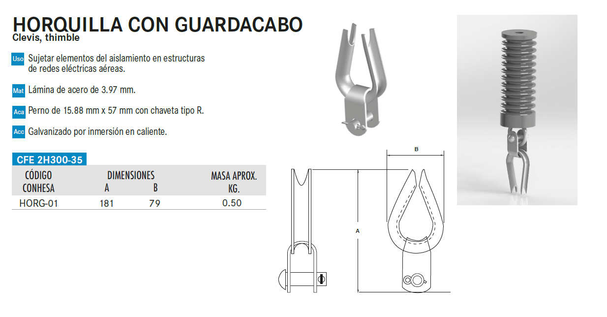 Horquilla con guarda cabo